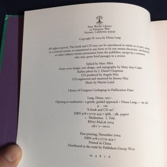 NEW Opening to Meditation Diana Lang 2004 Book & CD - Picture 4 of 5
